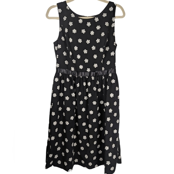 I de F Paris Black Floral Sleeveless Fit & Flare Dress Size 2 A-Line Cocktail - Picture 1 of 9